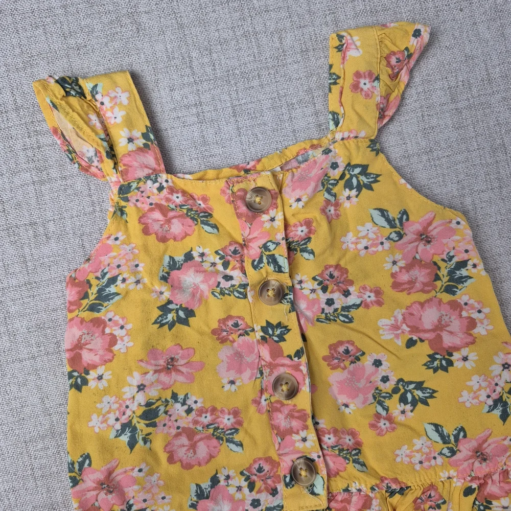 Little Lass Floral 2-Piece Skort Set Yellow Pink 24M Spring Summer Outfit - Picture 3 of 12
